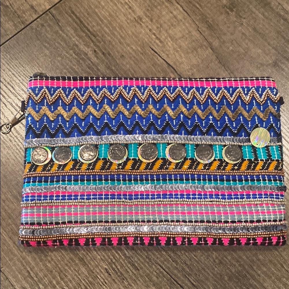 Steve Madden Colorful Embroidered Clutch w/ Accents
